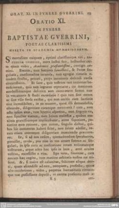 Oratio XI. In Funere Baptistae Guerrini