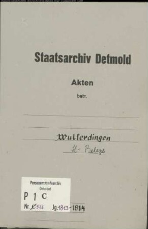 Belegakten zum Heiratsregister der Gemeinde Wulferdingsen, Kreis Minden (1813-1814)