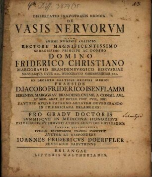 Dissertatio inavgvralis medica de vasis nervorvm