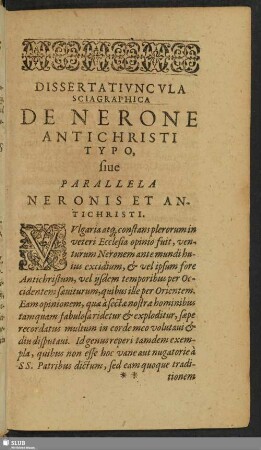 Dissertatiuncula sciagraphica de Nerone Antichristi typo