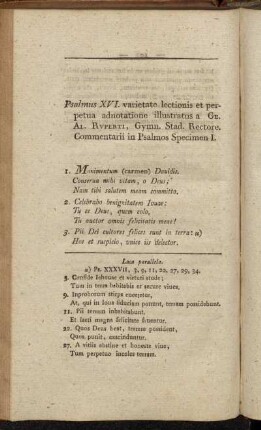 Psalmus XVI. varietate lectionis et perpetua adnotatione illustratus a Ge. Ai. Ruperti,[...]