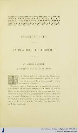 Chapitre Premier: L'Existence Réelle de Béatrice.
