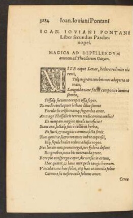 Ioan. Ioviani Pontani Liber secundus Parchenopei.