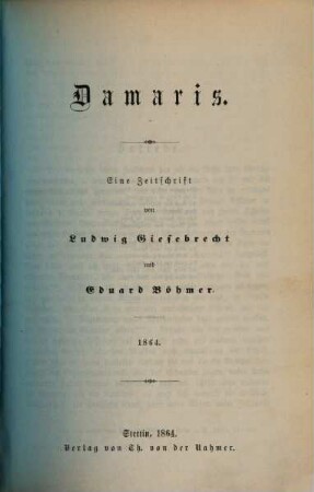 Damaris : eine Zeitschrift, 1864