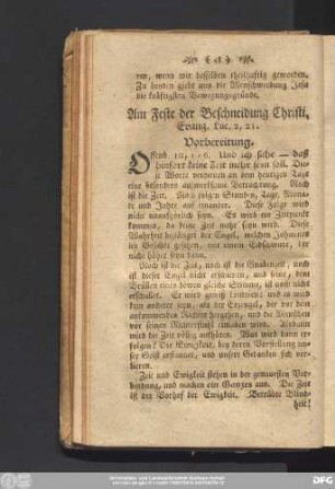 Am Feste der Beschneidung Christi. Evang. Luc. 2, 21.