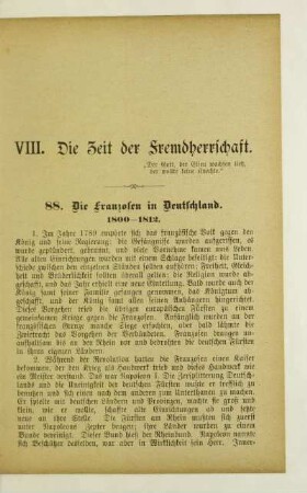 VIII. Die Zeit der Fremdherrschaft