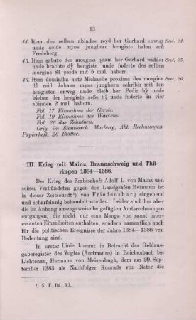 III. Krieg mit Mainz, Braunschweig und Thüringen 1384 - 1386.