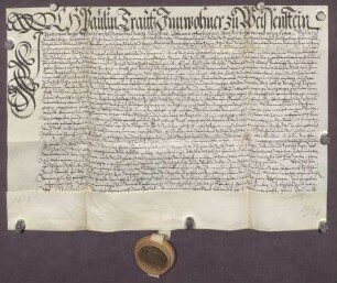 Gültbrief des Paulin Trautz und seiner Frau Maria von Dillstein gegen die geistliche Verwaltung von Pforzheim