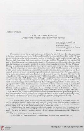 4: U podstaw teorii kubizmu : G. Apollinaire i współcześni mu krytycy sztuki