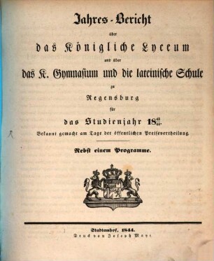 Jahres-Bericht. 1843/44 (1844)