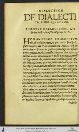 De Dialectica Philippi Melanchthonis