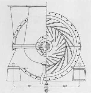 Dreistufiges Kreiselgebläse, Ansicht : Technikgeschichte | Industrie und Technik | Gebläse (Luftpumpen, Ventilatoren)