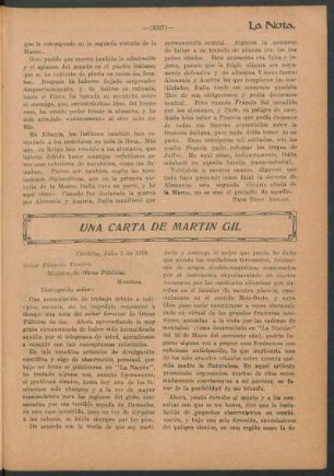 Una carta de Martín Gil