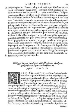 Quòd lex purè pœnalis non tollit obligationem ad culpam, que per priorem legem moralem fuerat imposita. Cap. X.