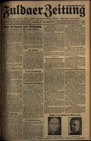 Ausgabe vom Samstag, den 22. November 1930.