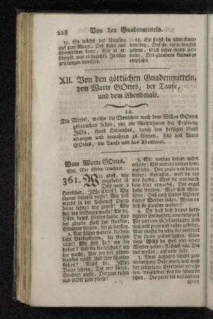 XII. Von den göttlichen Gnadenmitteln, dem Worte Gottes, der Taufe, und dem Abendmale.