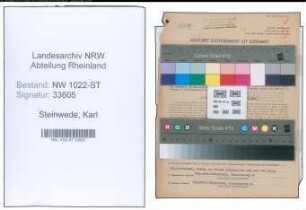 Entnazifizierung Karl Steinwede , geb. 31.07.1906 (Ingenieur)
