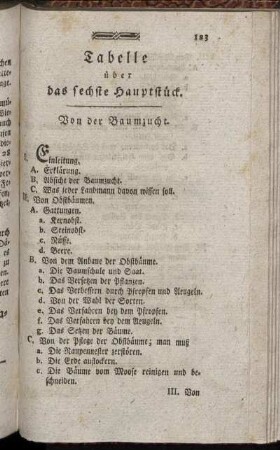 Tabelle ueber das sechste Hauptstueck