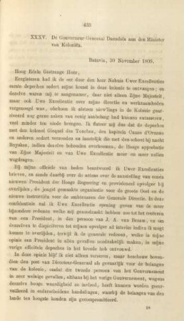 XXXV. De Gouverneur-Generaal Daendels ... 30 November 1809
