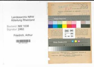 Entnazifizierung Arthur Friedrich , geb. 16.10.1896 (Lehrer)