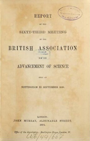 Report of the ... meeting. 63. 1893 (1894)