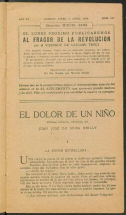 1922006229: El dolor de un niño : novela inédita, original de Juan José Soiza Reilly
