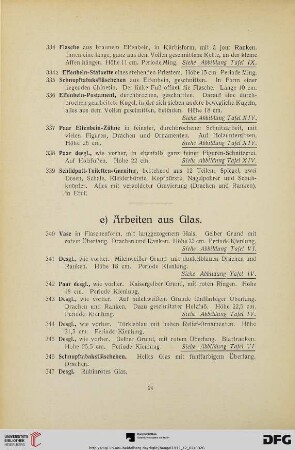 Arbeiten aus Glas, Steinarbeiten (Nr. 340-430)