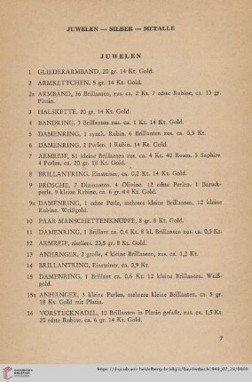 Juwelen (Nr. 1-113)