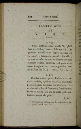 Sectio XVII. De Visu