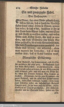Ein und zwanzigste Fabel. Der Aethiopier