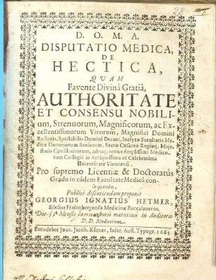 Disputatio Medica, De Hectica