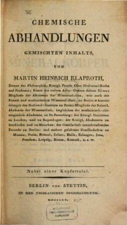 Chemische Abhandlungen gemischten Inhalts