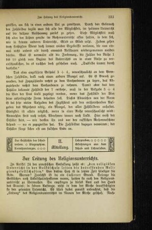 Zur Leitung des Religionsunterrichtes