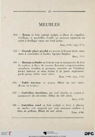 Meubles (Nr. 103-127)