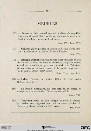 Meubles (Nr. 103-127)