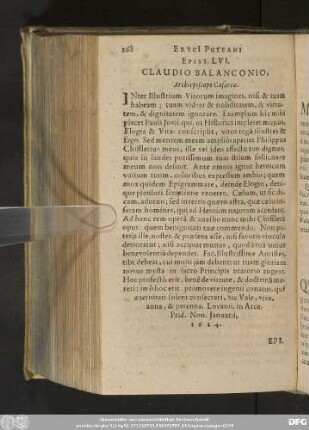 Epist. LVI. Claudio Balanconio, Archiepiscopo Caesareae.