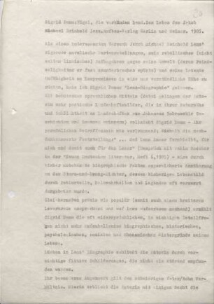 [W164]: Sigrid Damm: Vögel, die verkünden Land. Das Leben des Jakob Michael Reinhold Lenz. : Aufbau-Verlag Berlin und Weimar. 1985.
