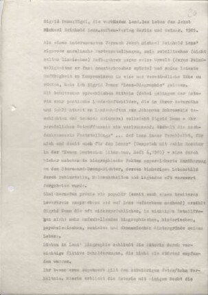 [W164]: Sigrid Damm: Vögel, die verkünden Land. Das Leben des Jakob Michael Reinhold Lenz. : Aufbau-Verlag Berlin und Weimar. 1985.