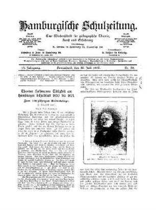 Theodor Hoffmanns Tätigkeit am Hamburger Schulblatt 1850 bis 1871 : zum 100 jährigen Geburtstage (2. August 1807)