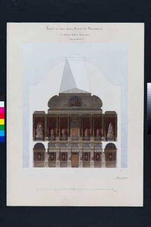 Vorzeichnung für den Wettbewerb bezüglich des Neubaus des Herzoglichen Museums in Braunschweig (Querschnitt)