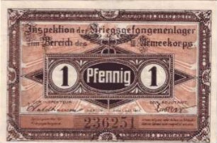 Lagergeld der Inspektion der Kriegsgefangenenlager im Bereich des III. Armeekorps