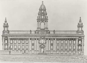 Dresden, Ständehaus, Entwurf B, Nordfront zur Terrasse, Tusche, Feder