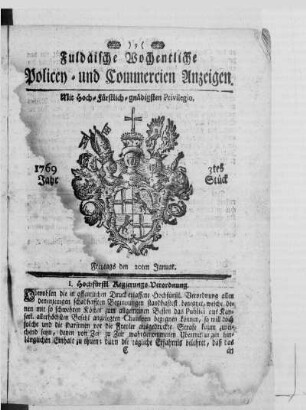 3tes Stück, Ausgabe vom 20. Januar 1769