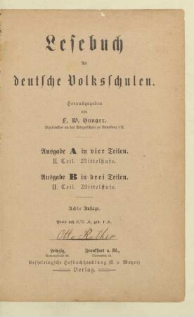Teil 1 = Unterstufe, [Schülerband]: [Teil 1 = Unterstufe, [Schülerband]]