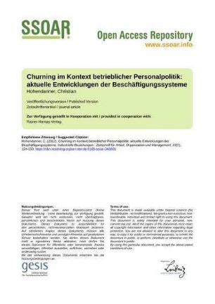 Churning im Kontext betrieblicher Personalpolitik: aktuelle Entwicklungen der Beschäftigungssysteme