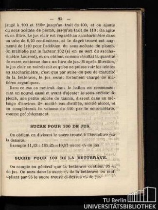 Sucre pour 100 de la betterave