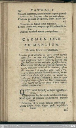 Carmen LXVII. Ad Manlium