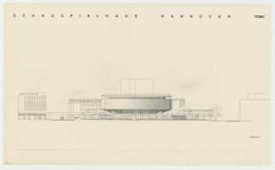 Schauspielhaus, Hannover Wettbewerb: Südansicht 1:100