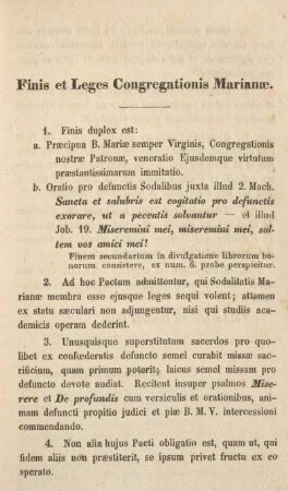 Finis et leges congregationis Marianæ.