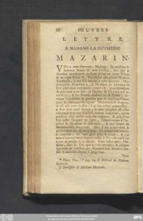 Lettre A Madame La Duchesse Mazarin.